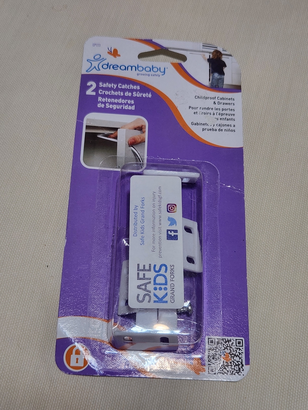 White Cabinet Safety Catches - 2 Pack
